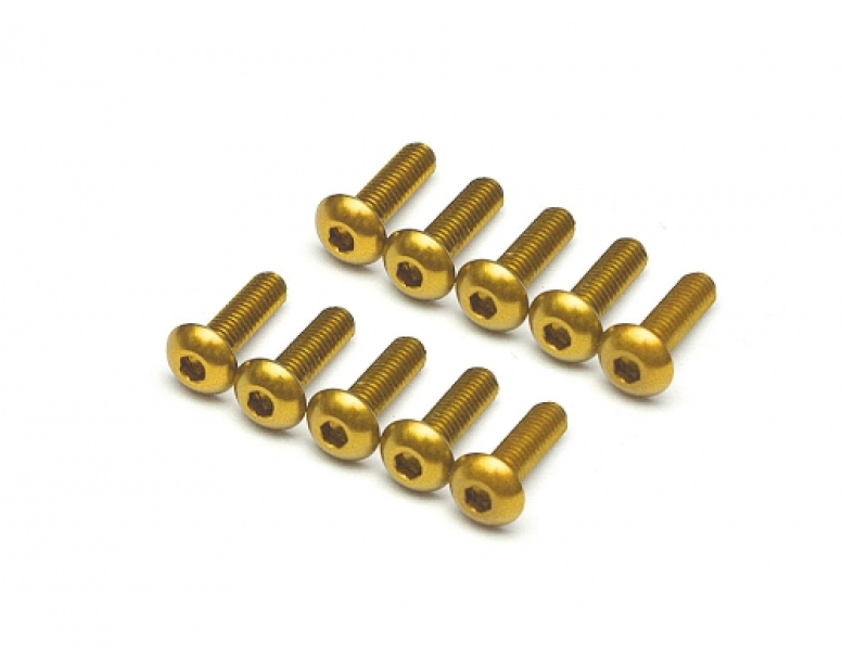 Aluminum 7075 M3x10 Hex Socket Button Head Screws Bolts (10) Gold