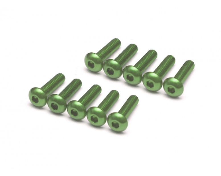 Aluminum 7075 M3x12 Hex Socket Button Head Screws Bolts (10) Green